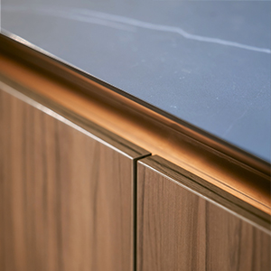Dekton, worktop, copper steel strip