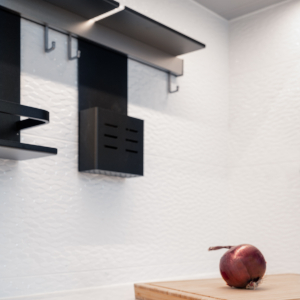 Worktop made of a dark textured solid surface