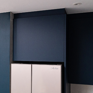 Upper cabinets and fridge